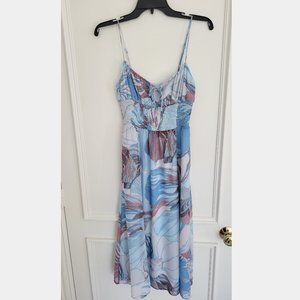 Aritzia Wilfred Genoa Midi Dress in White/Buoy Blue - Size S